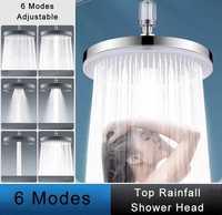 New 6 Modes Rainfall 230mm Big Panel Shower Head High Pressure Top Rain Shower Heads Shower Faucet Bathroom Accessories