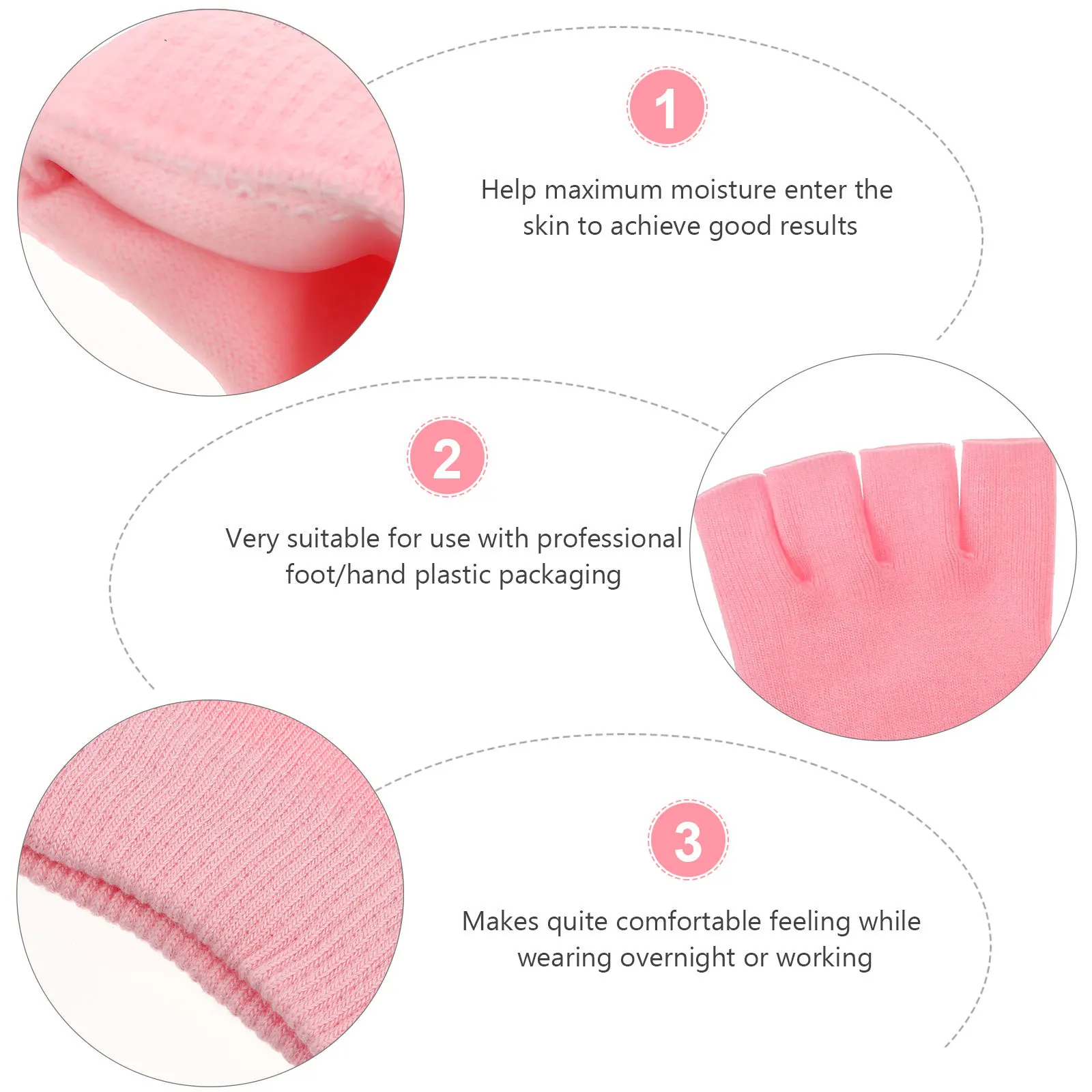 

2Pairs Gel Moisturizing Gloves Fingerless Soft Lightweight Hand Care Gloves Night Use Fast Absorption Long-Lasting Hydrating