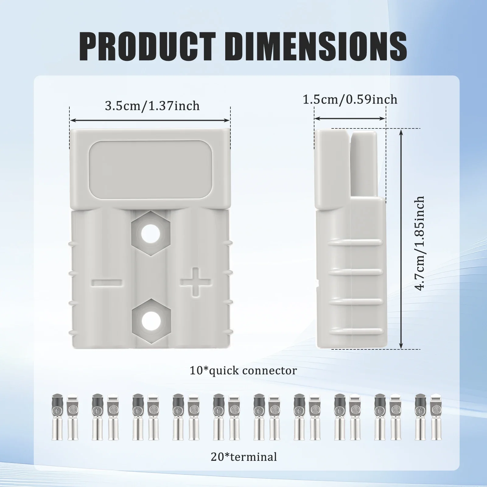 10Pcs 50A 600V Battery Quick Connector Quick Disconnect Connection Modular Plug 6 AWG Copper Terminal for AC/DC Vehicle  Elect