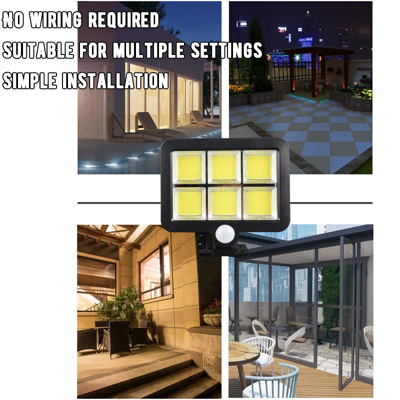 120 COB أضواء الشمسية الحائط سبليت نوع مصابيح حديقة مصباح المرآب تعمل بالطاقة الشمسية محس حركة أضواء مصباح الشارع في حالات الطوارئ