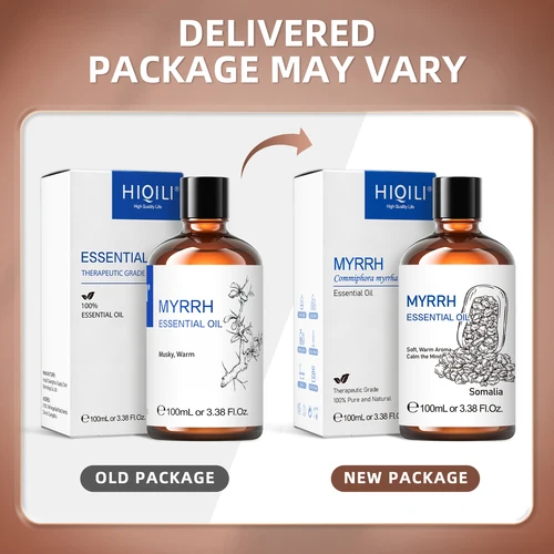 Imagen 2 del producto Aceites esenciales de mirra HIQILI 100ML, naturaleza 100% pura para aromaterapia, difusor, humidificador, masaje, alivio del estrés, fragancia