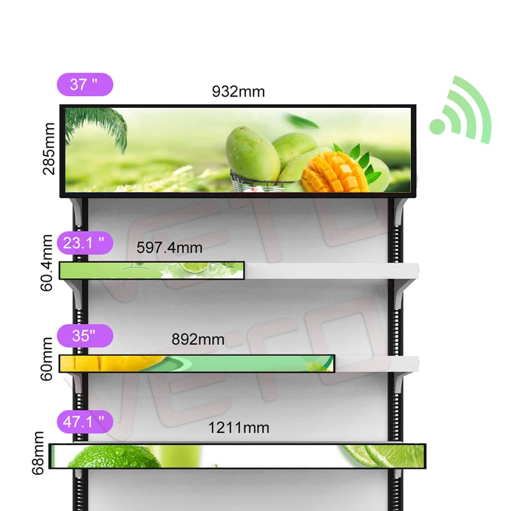 Customized Shelf Edge Digital Signage Ultra Wide Stretch Bar Lcd Display Advertising Screen for Retail Shop