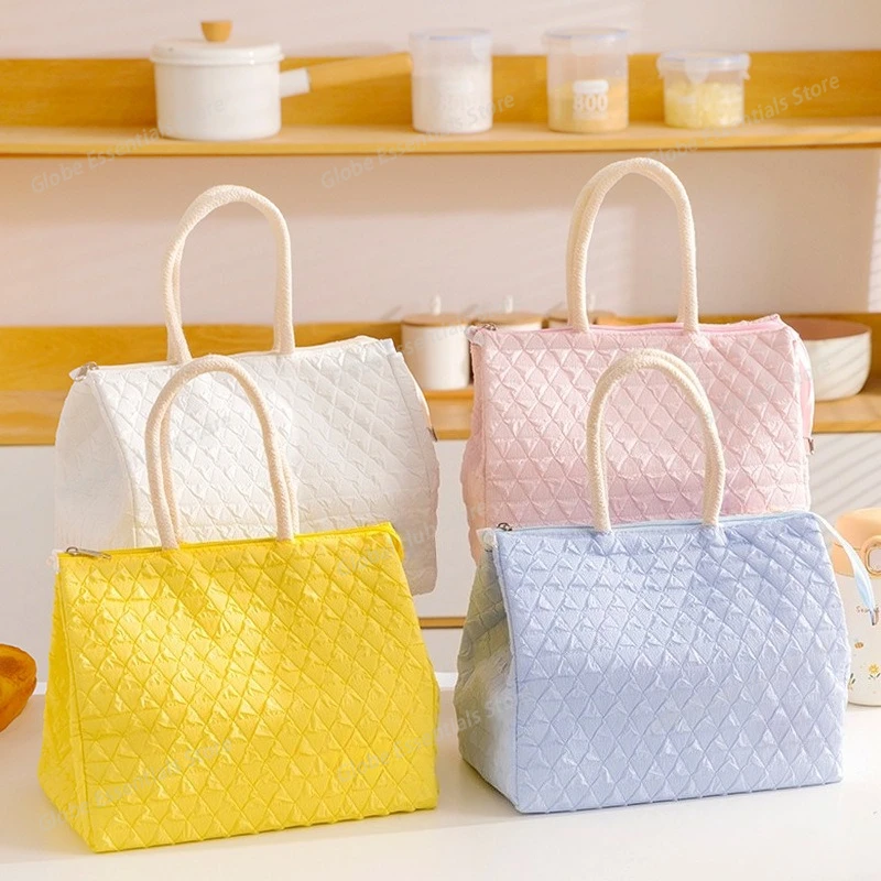 

Portable Lunch Box Bag New Fashionable Simple Large Capacity Women Waterproof Tote Bag Insulation Food Bag for Office Workers