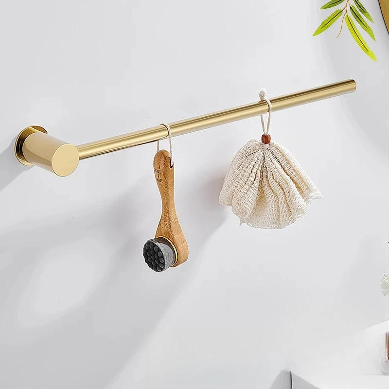 

‌ Роскошная золотая вешалка для полотенец из твердой латуни, настенный одинарный держатель без дрели, органайзер для душа для хранения полотенец и ванной комнаты