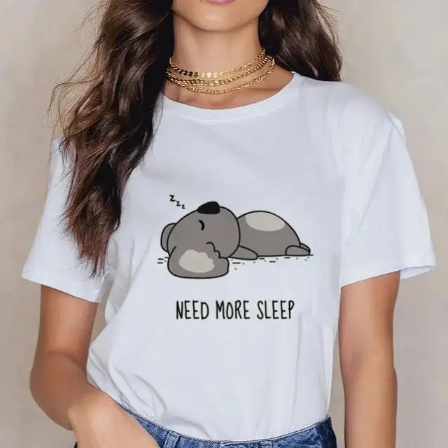 Kobiety Cartoon Kawaii zwierząt Koala nadruk koszulka damska Harajuku Ropa Mujer graficzny T-Shirt Plus Size casualowe w stylu Streetwear koszulki