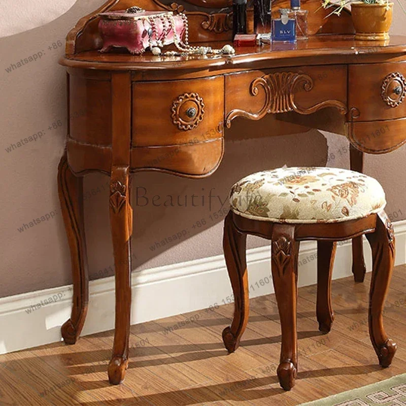 yj9 Brown Storage Vanity Table Aesthetic Full Set Luxury Makeup Bedroom Dresser Space Saving Beauty Schmink Tisch Home Furniture