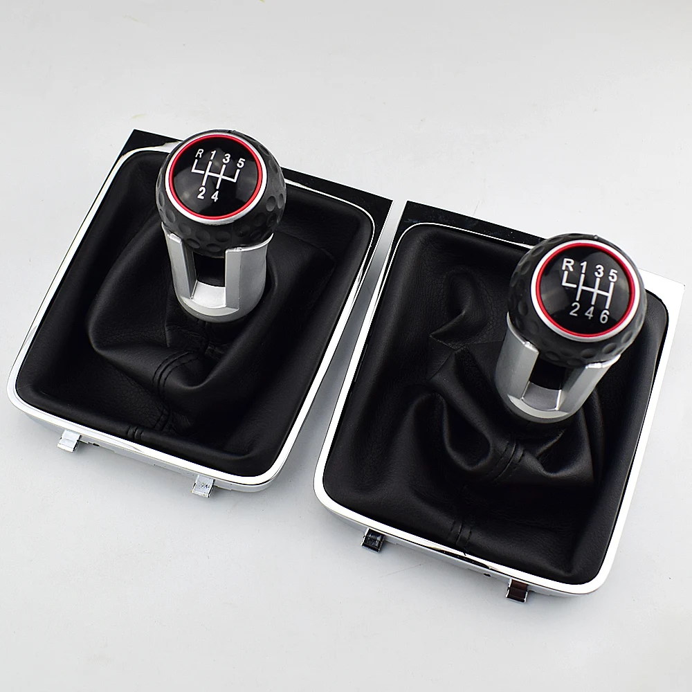 5 6 Speed Gear Head Black Shift Knob Gear Knob Boot Gaiter Frame For Volkswagen VW Passat B6 2005-2011