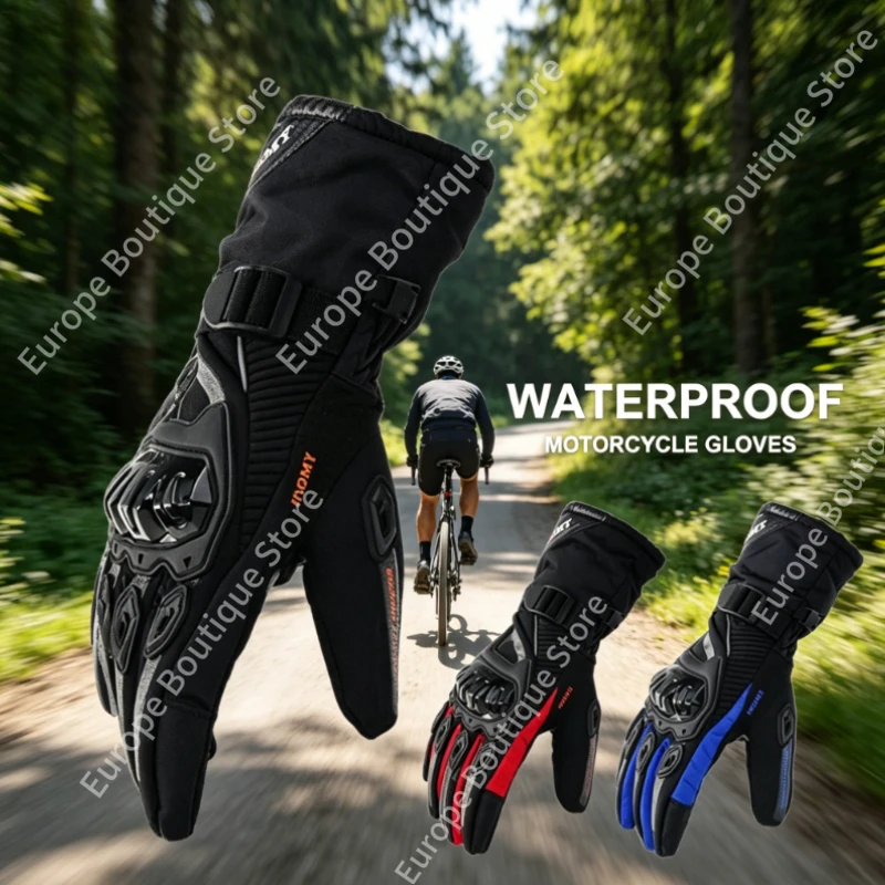 2026 New Winter Motorcycle Gloves Waterproof Warm 4 Seasons Riding Offroad Armor Thick Long Gauntlets for Men