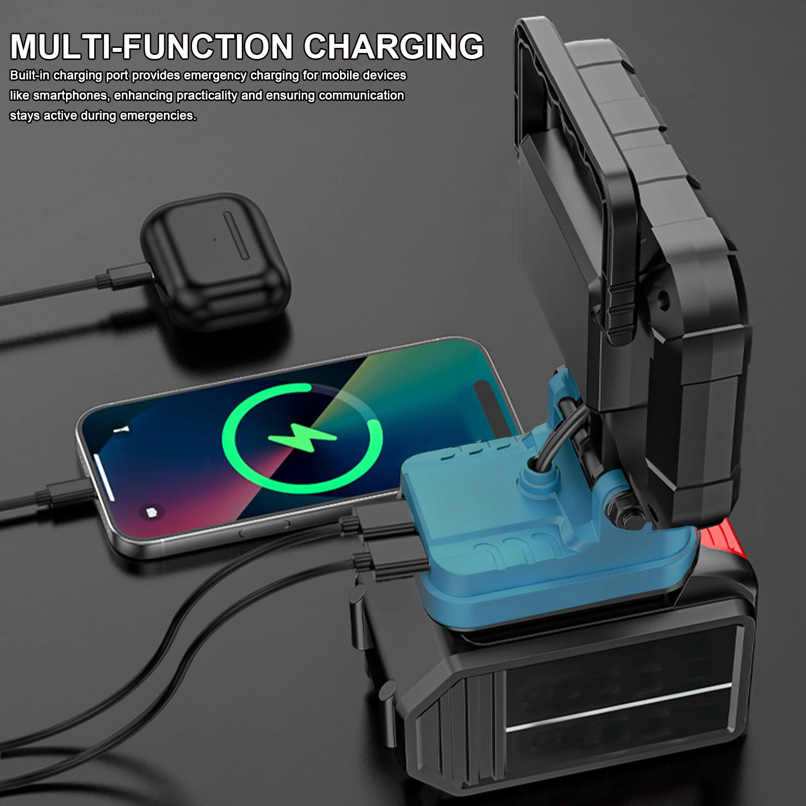 

Светодиодный рабочий фонарь с 2 USB-портами для зарядки, для фонарика Makita, портативный фонарь, аккумулятор в комплект не входит, аксессуары.