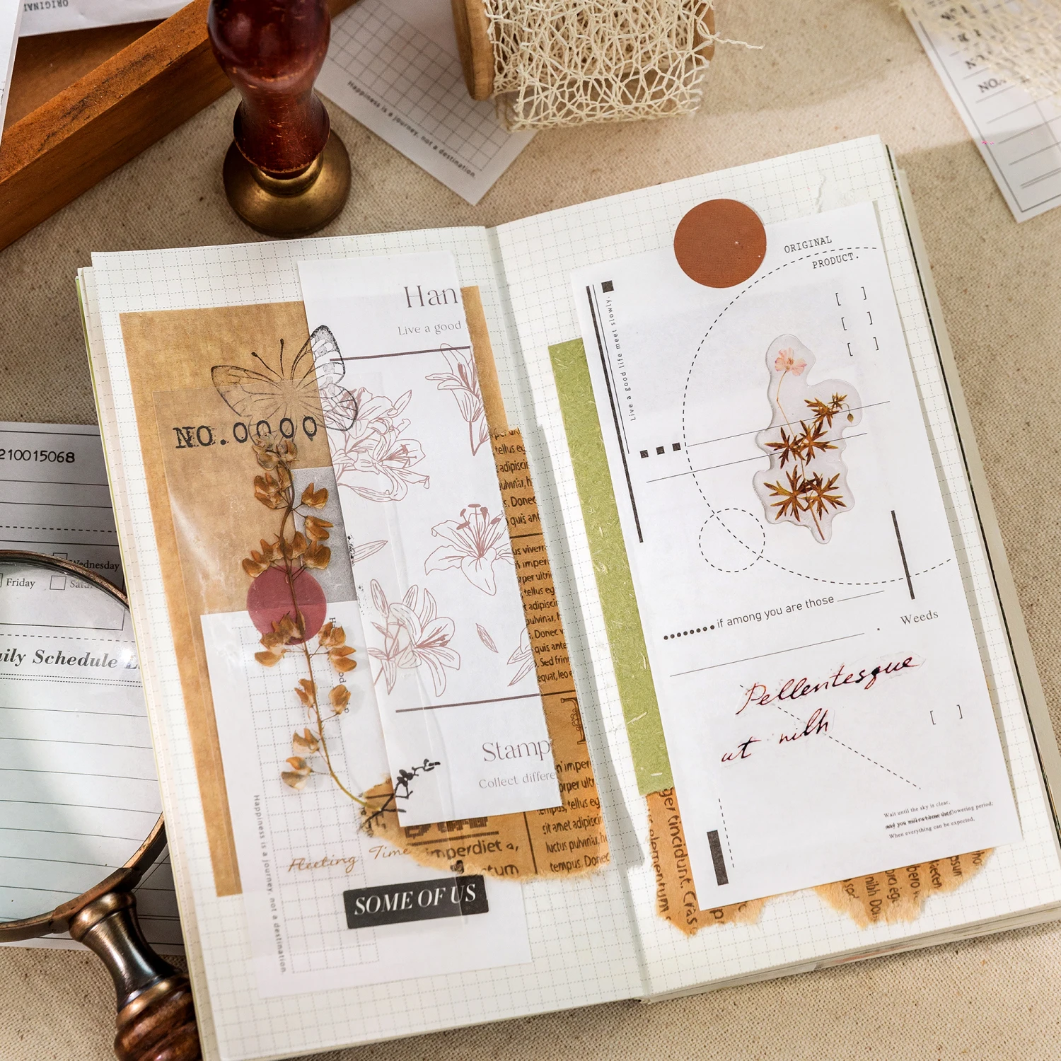 TIANZI 50 Sheets Retro Simple INS Message Notes Material Paper Memo Pad Creative DIY Journal Collage Scrapbook Decor Stationery