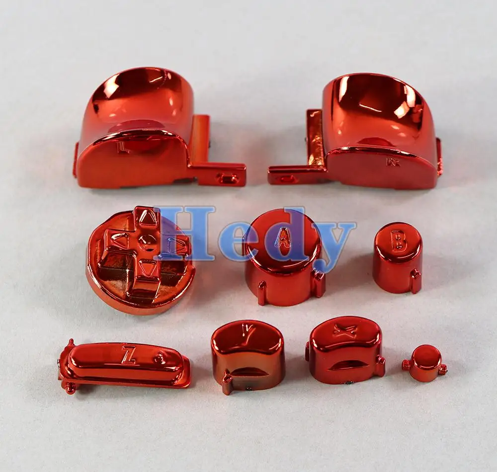 50 комплектов для контроллера Gamecube NGC, позолоченные гальванические кнопки, клавиши ABXY Z, кнопки L R, сменные аксессуары