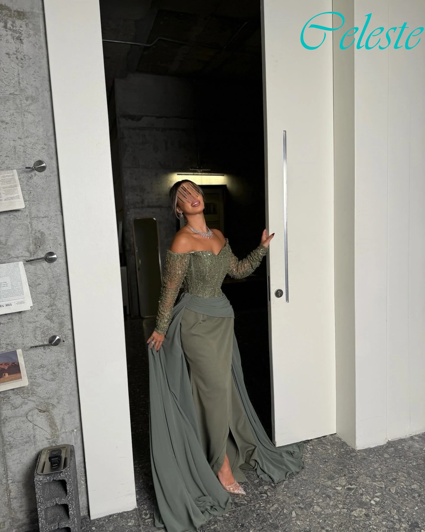 تخصيص مستقيم قارب الرقبة كاب كم فستان سهرة أنيق حساسة فساتين المشاهير مزاجه فساتين مناسبة مخصصة