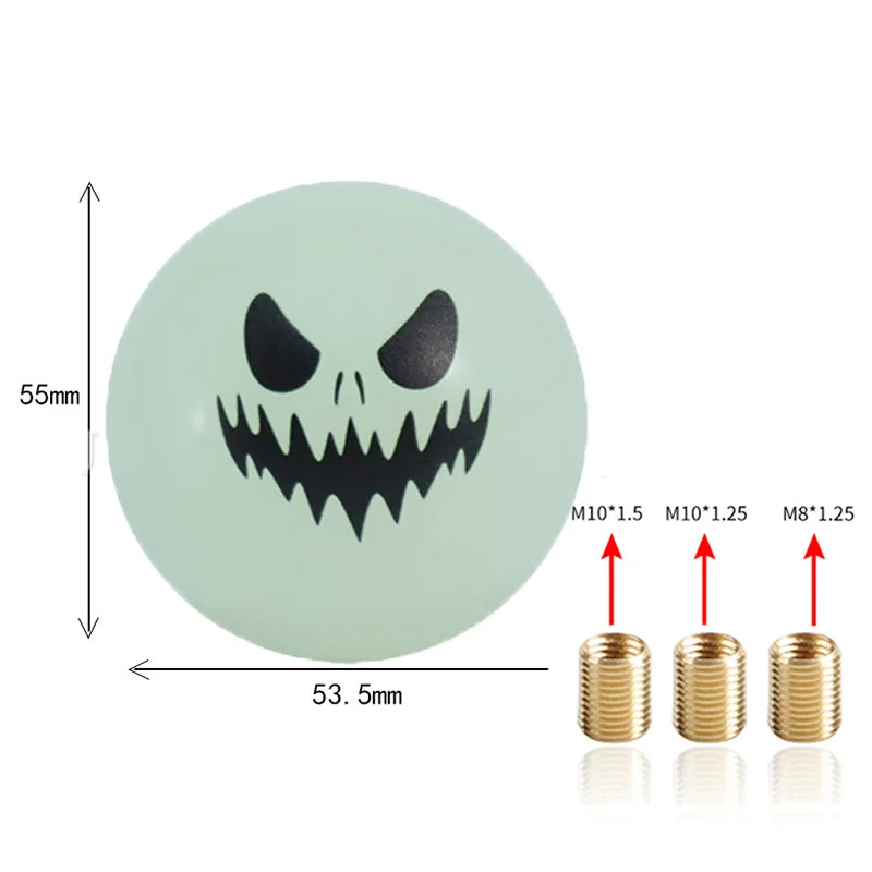 Funny Halloween Skull Smile Glow in Dark Green Ball Manual Gear Shift Knob