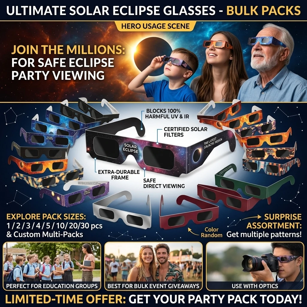 1-100PCS Paper Solar Eclipse Glasses Safe for Direct Sun Viewing CE & ISO Certified for Total & Partial Eclipse Observatios