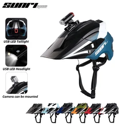 SUNRIMOON kask kolarstwo wiele kolorów szosowe Capacete MTB USB Led Light kask rowerowy z osłoną przeciwsłoneczną dla mężczyzny kobiety 54-61cm