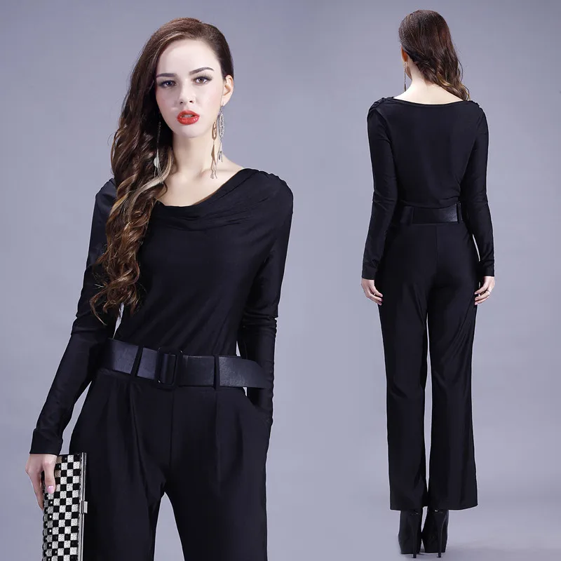 

Bla Slimming Wide Leg Long Sve Pants for Women Autumn Winter New Sle Casual Zipper Trousers l Waist