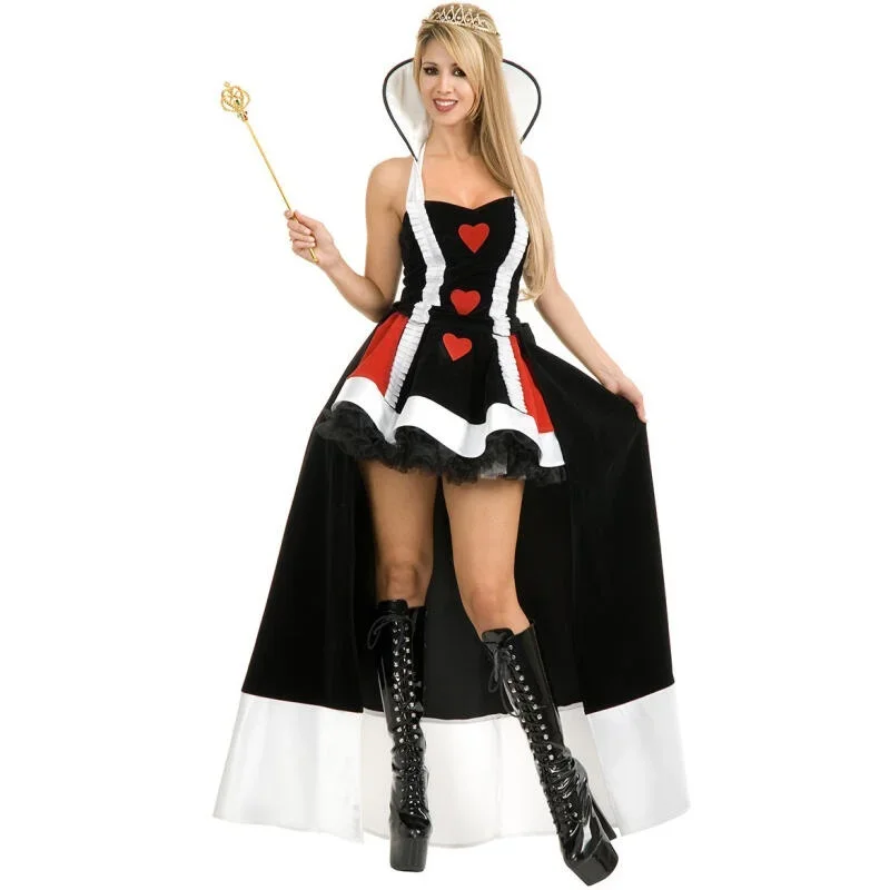 2025 Nieuw Alice in Wonderland-kostuum voor volwassen vrouwen Queen of Hearts Fantasy Dress Party QAQ2