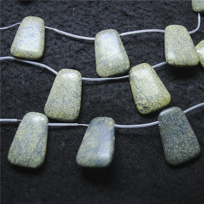 9PCS New Arrivals Natural Crack Green jasper STONE 20X30MM FOR Fashion Womens Necklace Making Parts Findings