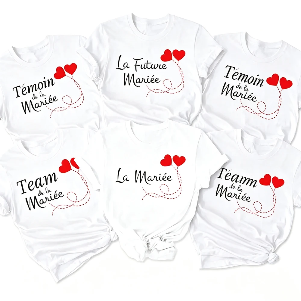 Friend Print Bachelorette Party T-shirt EVJF Team of The Bride T Shirt Outfitwedding Team Bride Witness Bridesmaid Tops Clothes