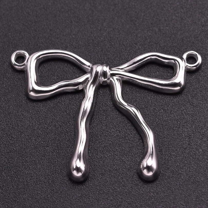 5pcs Girl Bows Pendant Fashion Stainless Steel Pendants For Jewelry Making Charm Handmade Necklace Earrings Bracelets Materials