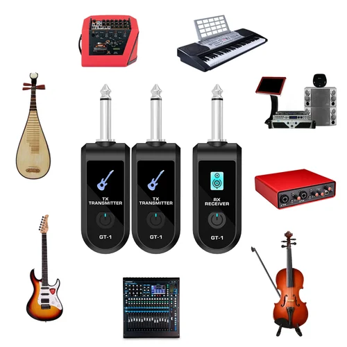 Imagen 2 del producto Receptor y transmisor de Audio inalámbrico para guitarra, 2,4G, con sonido preciso, sistema de guitarra Digital recargable para instrumentos eléctricos