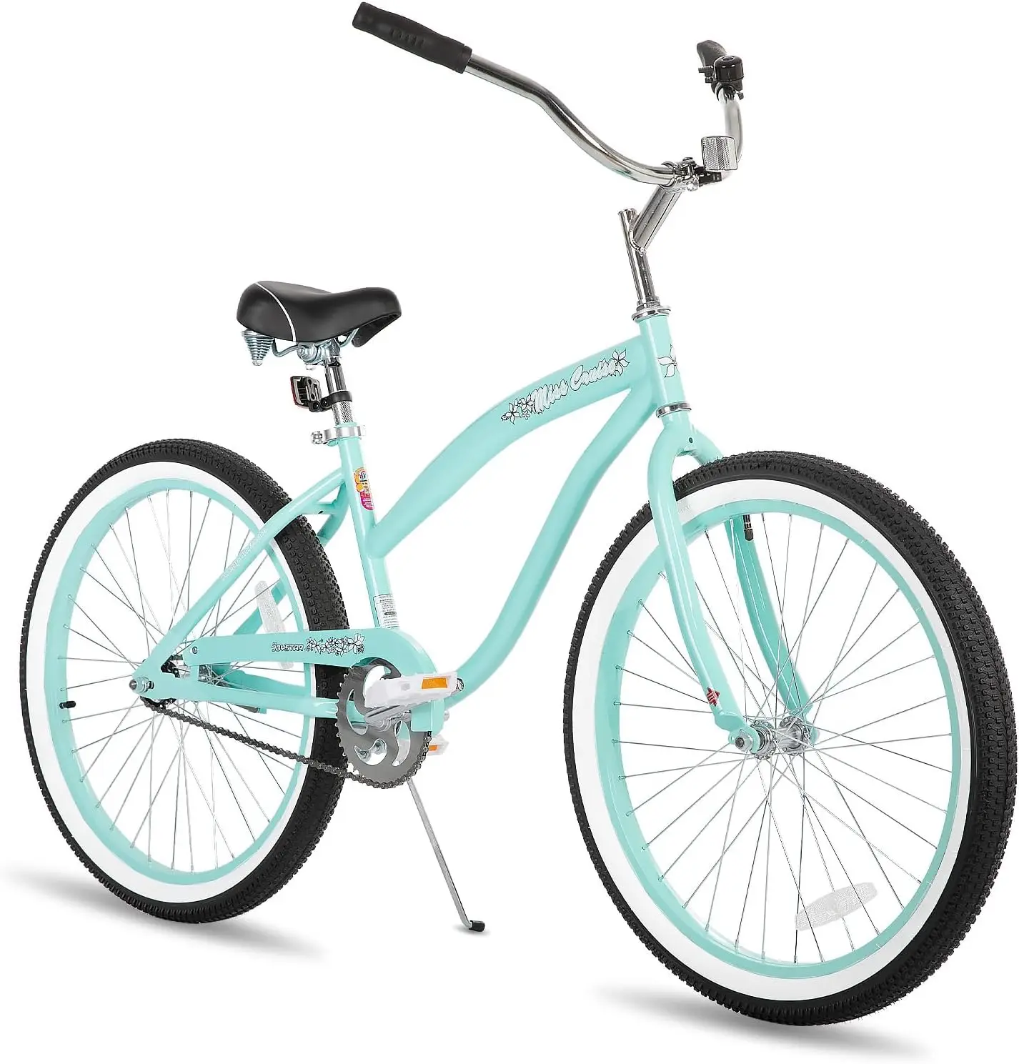 Bicicleta de praia cruiser de 24 "para meninas, meninos, homens e mulheres, bicicletas de cruiser infantis de velocidade única com freio de montanha-russa, Co múltiplo