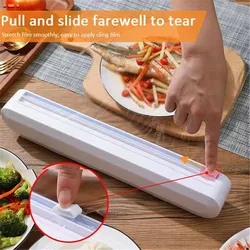 Food Wrap Dispenser Foil Cling Film Roll Baking pergamena Cutter Plastic Cutter Storage Holder Box accessori per utensili da cucina