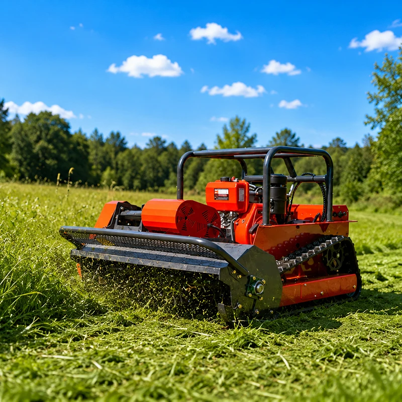 Remote Control Diesel Crawler Lawn Mower, All Terrain Grass Cutter For Farm & Orchard