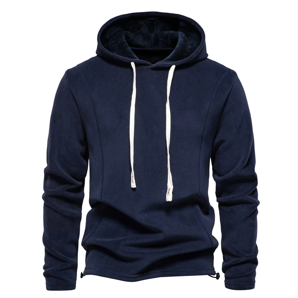 Men's Casual Fleece Lined Hoodie Winter Warm Pullover Hooded Sweatshirts Polar Fleece Jacket Athletic Sweatshirts Pullover Tops