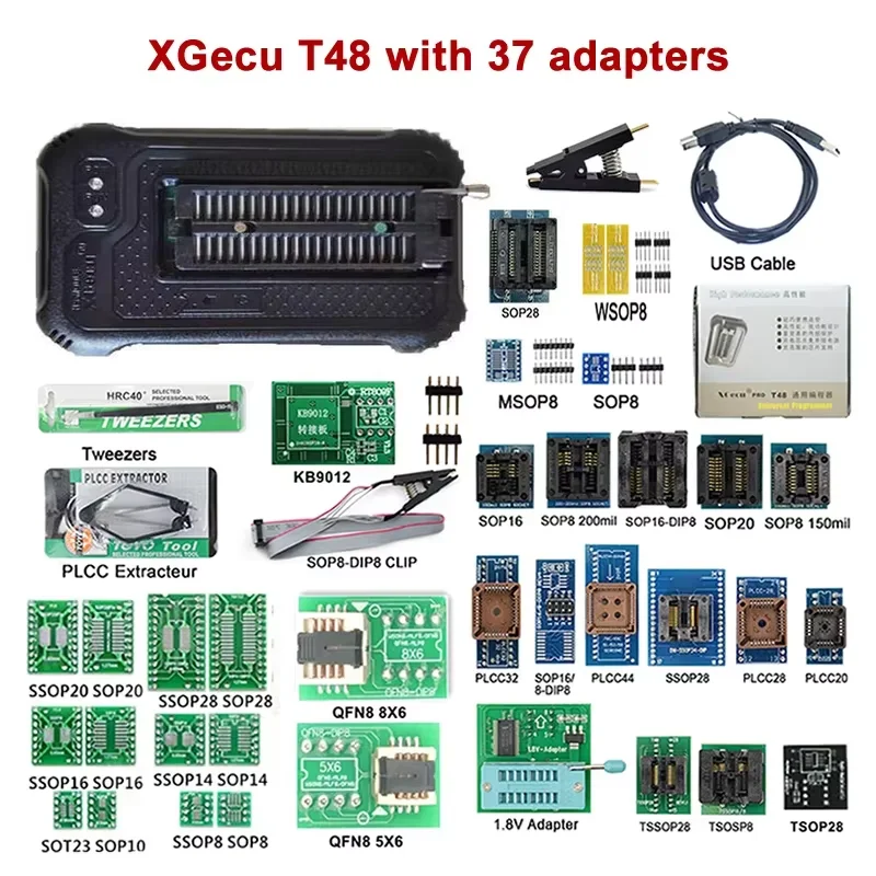 T48 Programmer XGECU [TL866-3G] V12.25 Support 28000+ ICs for SPI/Nor/NAND Flash/EMMC BGA153/162/169/100/221 TSOP/SOP/PLCC