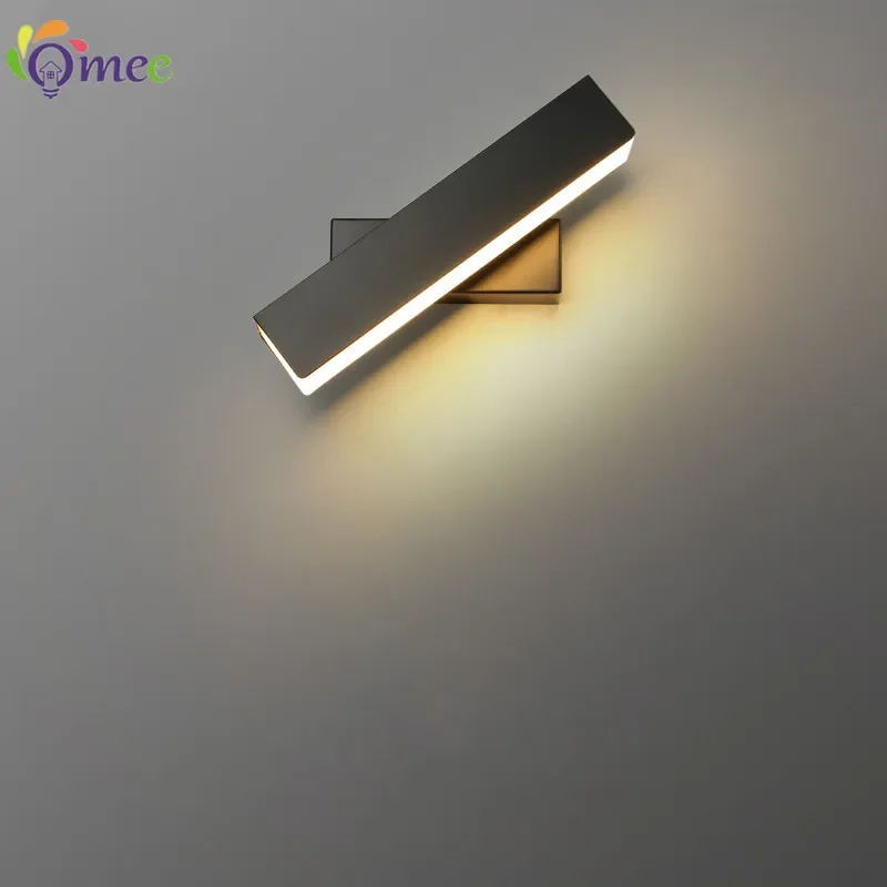 

OMEE Bedroom Bedside LED Wall Light 350° Rotatable Adjustable Angle Lights Indoor Black Wall Lamp Simple Fixture Home AC110/220V