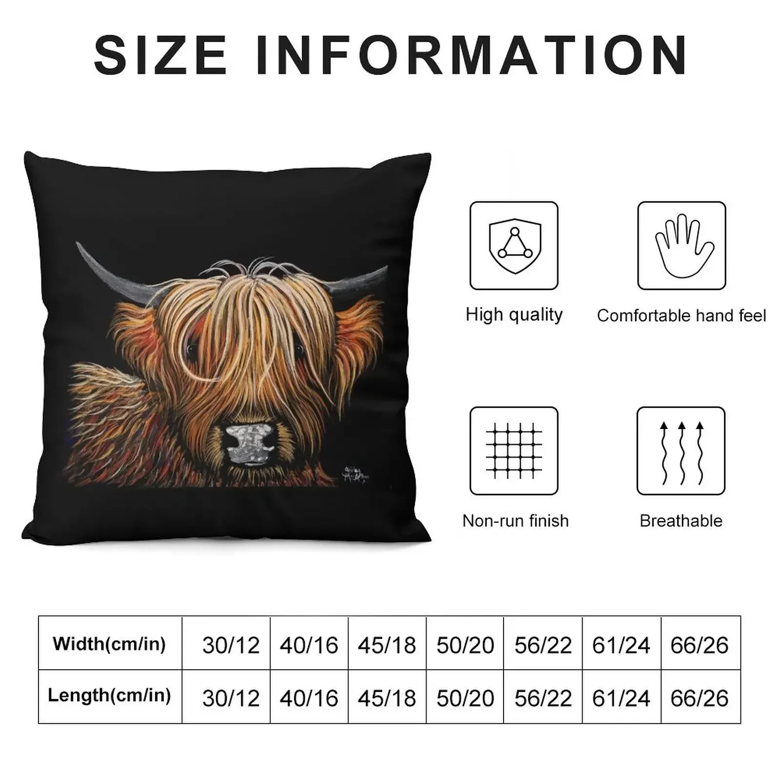 Scottish Highland Cow PRiNT 'HAMISH' by Shirley MacArthur Throw Pillow Cushions Home Decor anime girl pillow