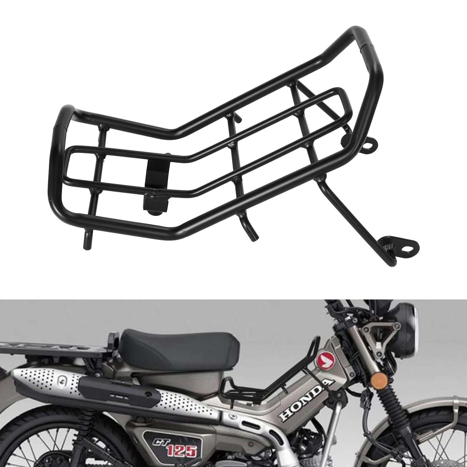 Motorcycle Center Carrier Rack Black Storage Rack Middle Shelf Luggage Bracket For Honda Hunter Cub CT125 Trail 125 2020-2024
