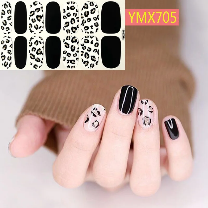 Baking Free Leopard Print Pattern Full Cover Nail Stickers Nail Polish Nail Decoration Self Adhesive Decals Sliders Manicuring