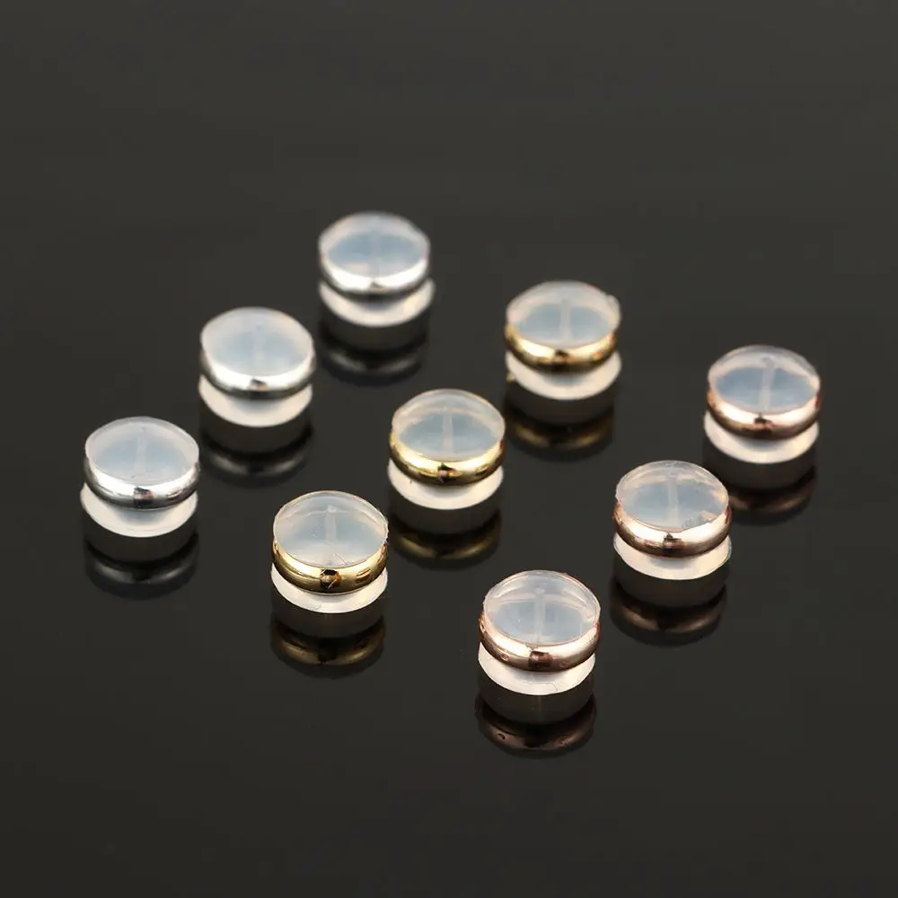 10 قطعة اكسسوارات القرط الدائري المطاط الأذن الخلفي ترصيع سيليكون الأذن المقابس ترصيع