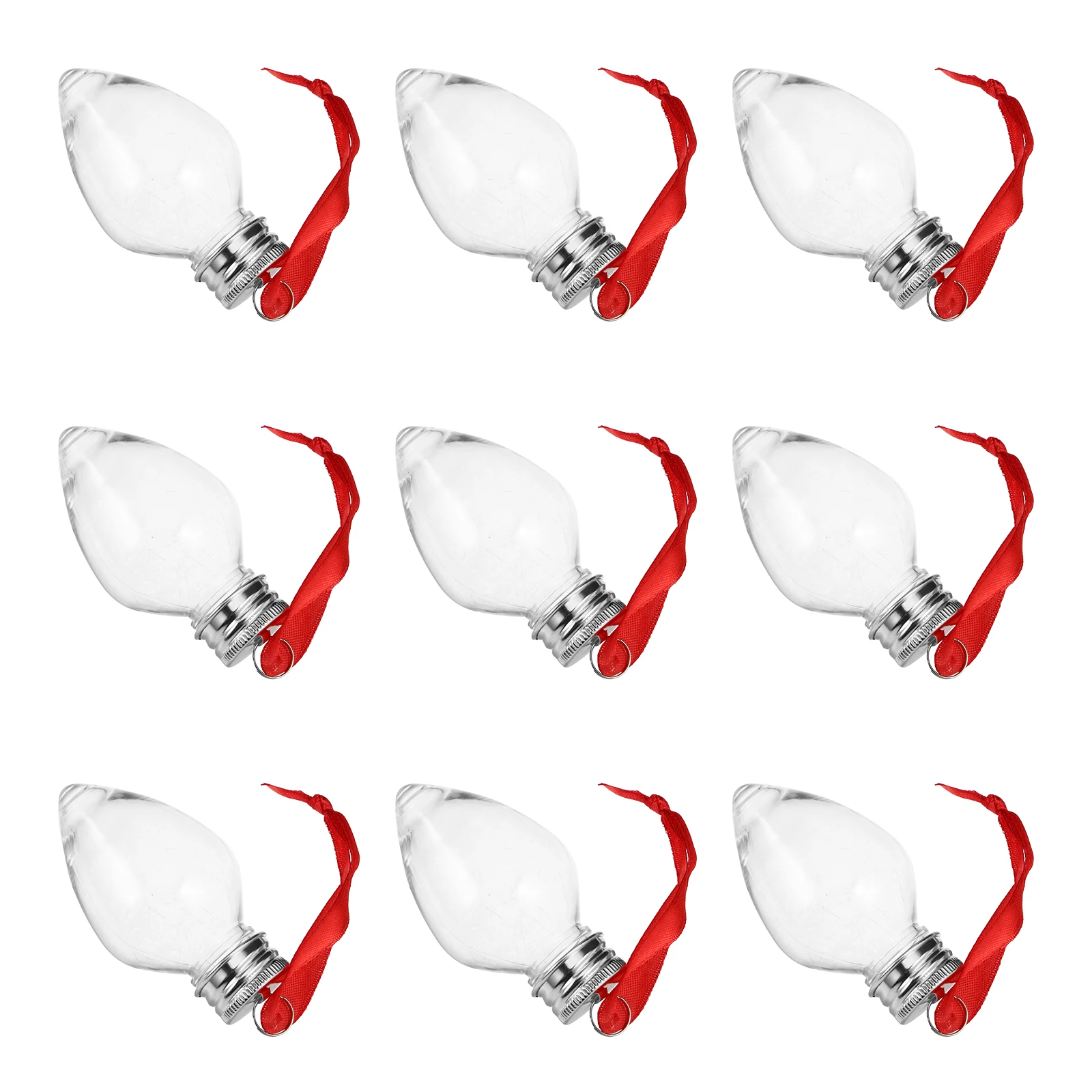 

12pcs Christmas Ornament Bottles Clear Plastic Fillable Mini Treat Containers Holiday Party Supplies Diy Craft Decor Hanging