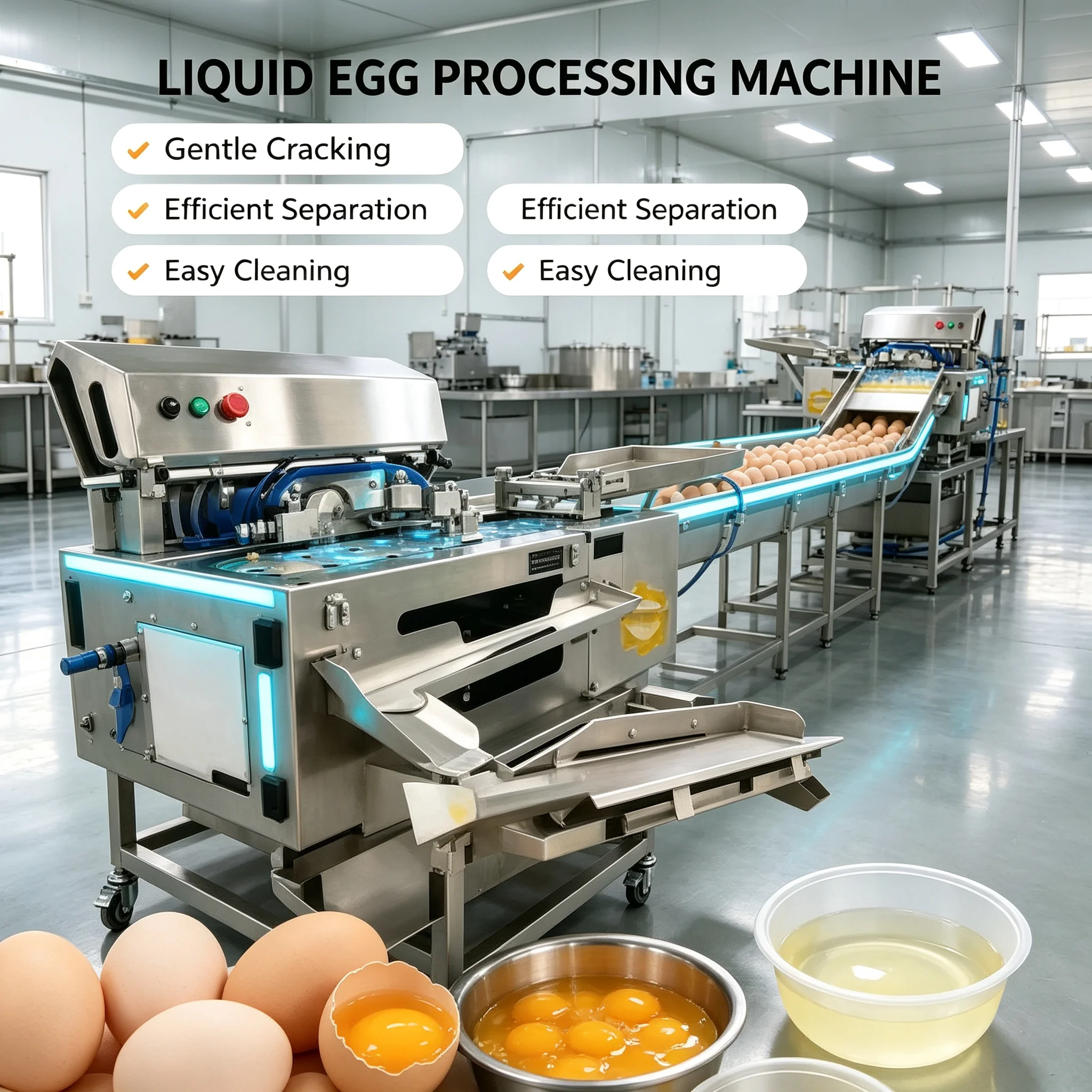 Egg Breaking Separator Machine SUS304 Stainless Steel For Liquid Egg Processing Plant Customized