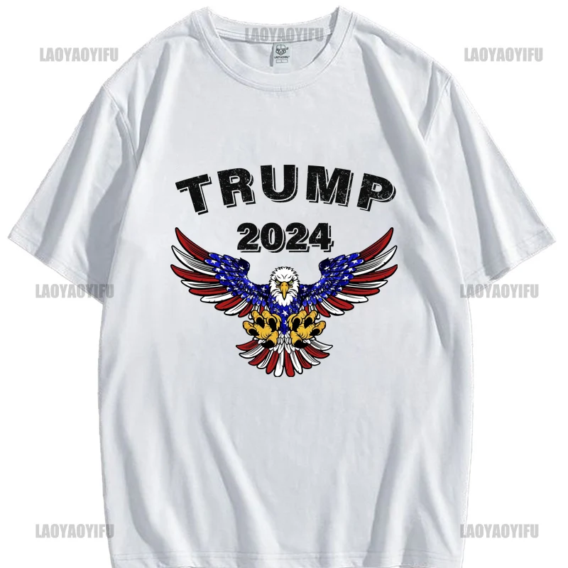 Make America Trump Again Bald Eagle Printing Shirt Casual Men's T-Shirt  Short Sleeve Clothing Streetwear Hip Hop Cotton