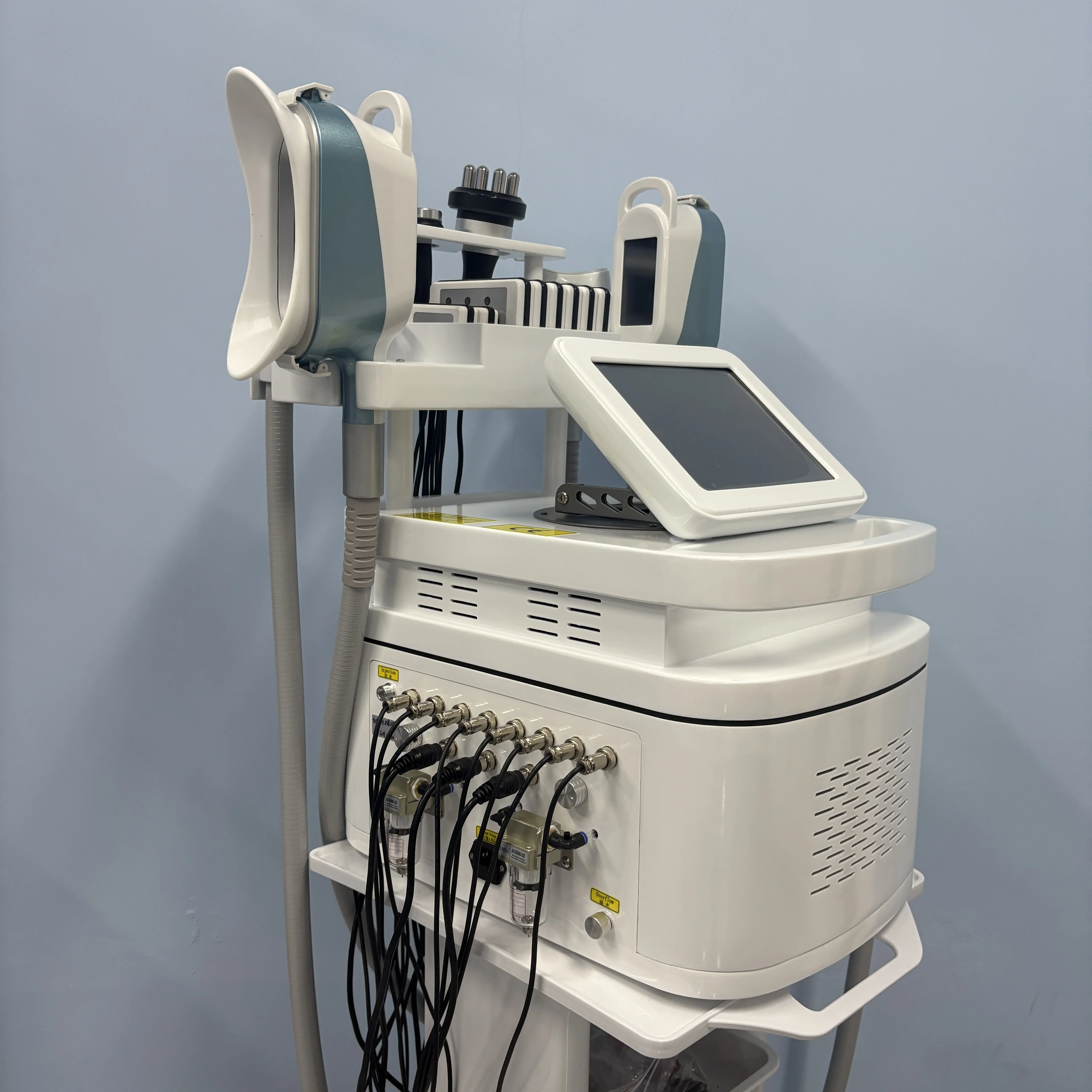 Multi-function Body Shaping Device With 8 Replaceable Silicone Heads Cold Freeze Slimming 40K Ultrasonic Cavitation Face&Body RF