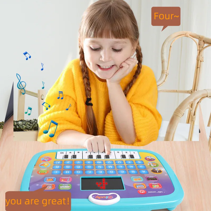 Kids LED Tablet English Learning Machine Music Sound Education Intelligent Story Machine Preschool Animal Letters Study Baby Toy