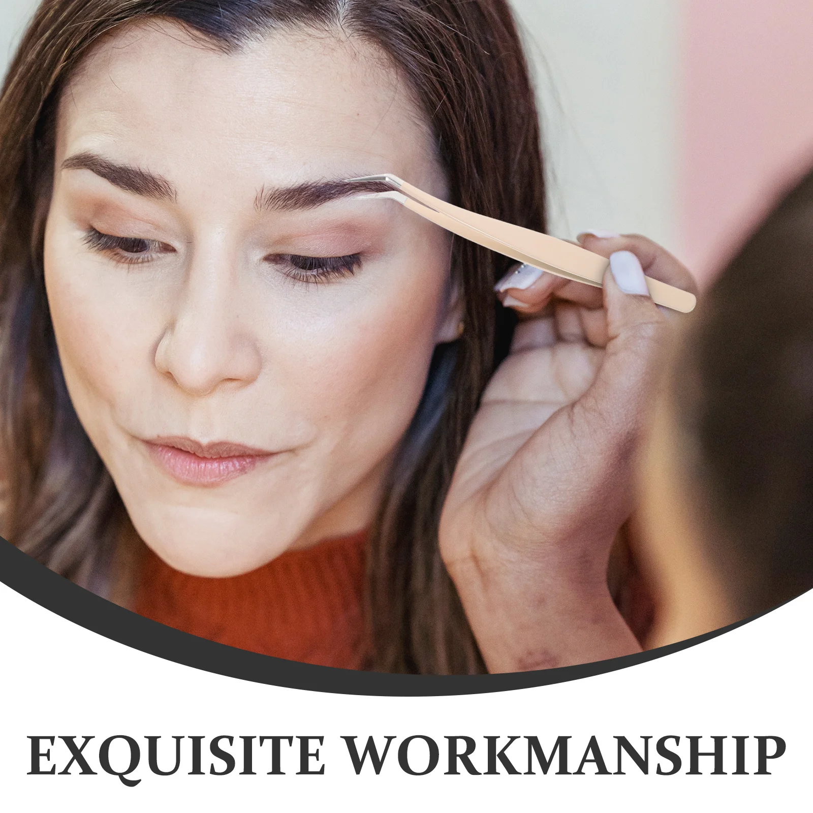 False Eyelash Tweezers Stainless Steel Curved Tip Precision Applicator Tool For Volume Lash Extension Cluster Tweezer