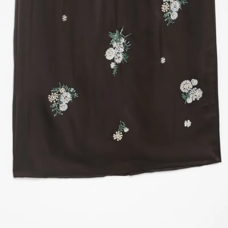 Women’s Fall Fashion Artistic Sequin Embroidery Midi Skirt Half Skirt for Dating Shopping Streetwear Daily Chic Look