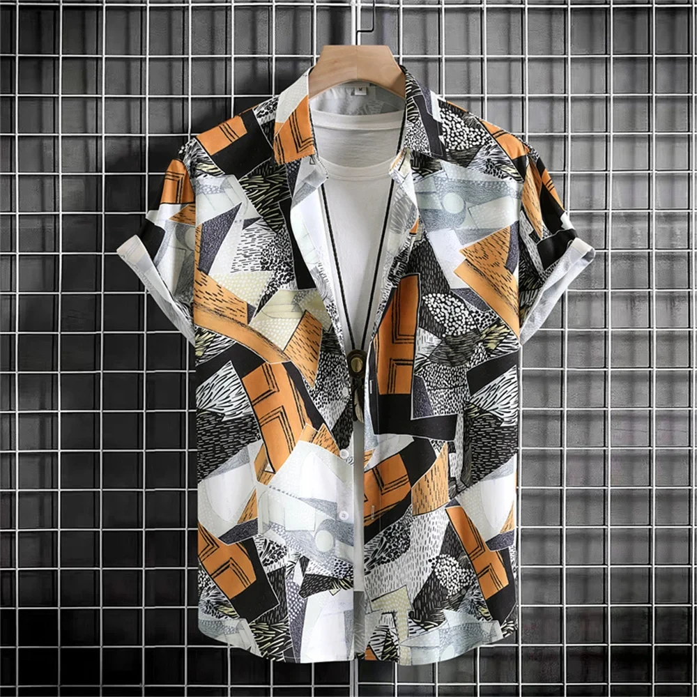 Chemises à fleurs dégradées pour hommes, chemisier à manches courtes, streetwear vintage, vêtements décontractés, mode estivale, impression 3D