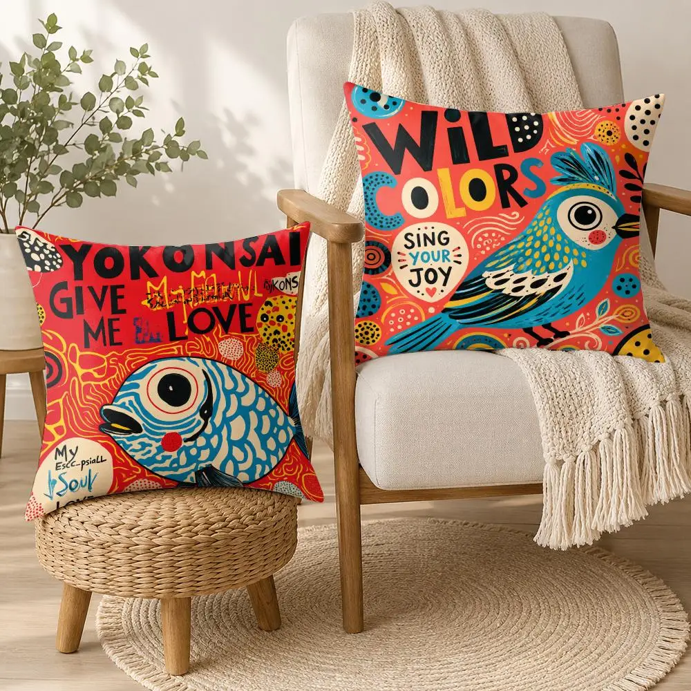 Japanese Psychedelic Concert Cushion Cover Soft Plush Cushion Case Throw Pillowcase Cozy Home Sofa Bed Living Room Bedroom Decor