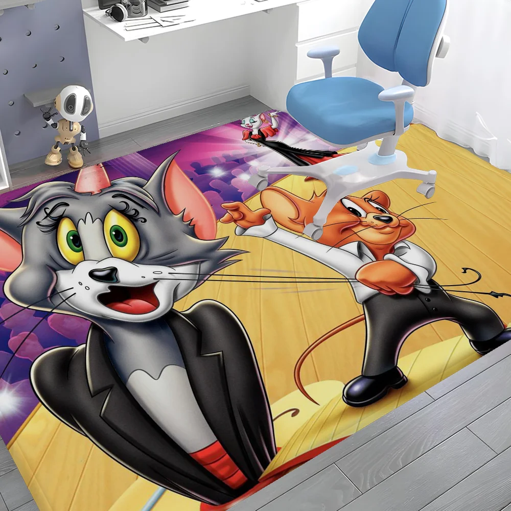 Cartoon T-Tom And J-Jerry Room Mats Anti-slip Absorb Water Long Strip Cushion Bedroon Mat Household Carpets