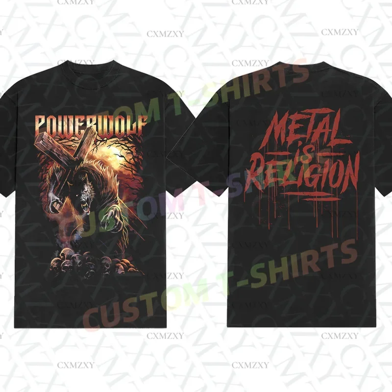 

Men T Shirt Casual Via Dolorosa Powerwolf T-shirt Graphic Summer Sports Short Sleeves 100% Cotton Streetwear S-3XL Cool Tee