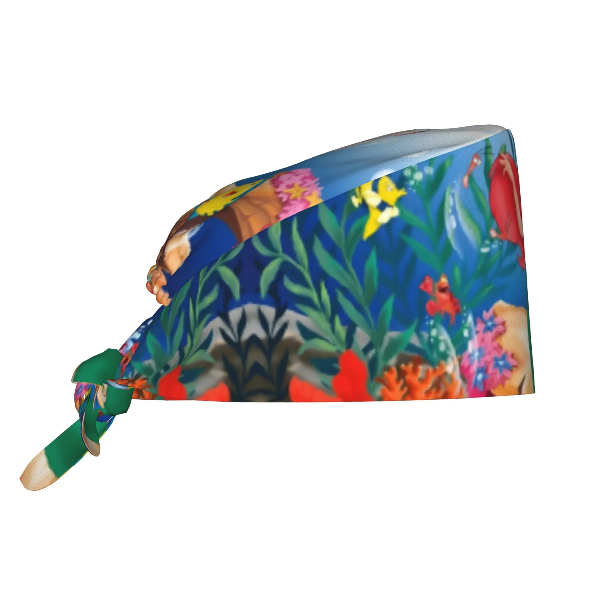 Custom Littles Anime Mermaides Medical Staff Scrubs Hat Unisex Fish Manga For Chef Hat Scrub Caps