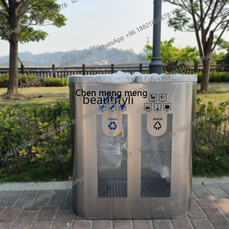 X Public Area Covered Stainless Steel Trash Can with Opening, Large Transparent Explosion-Proof Airport Trash Bin