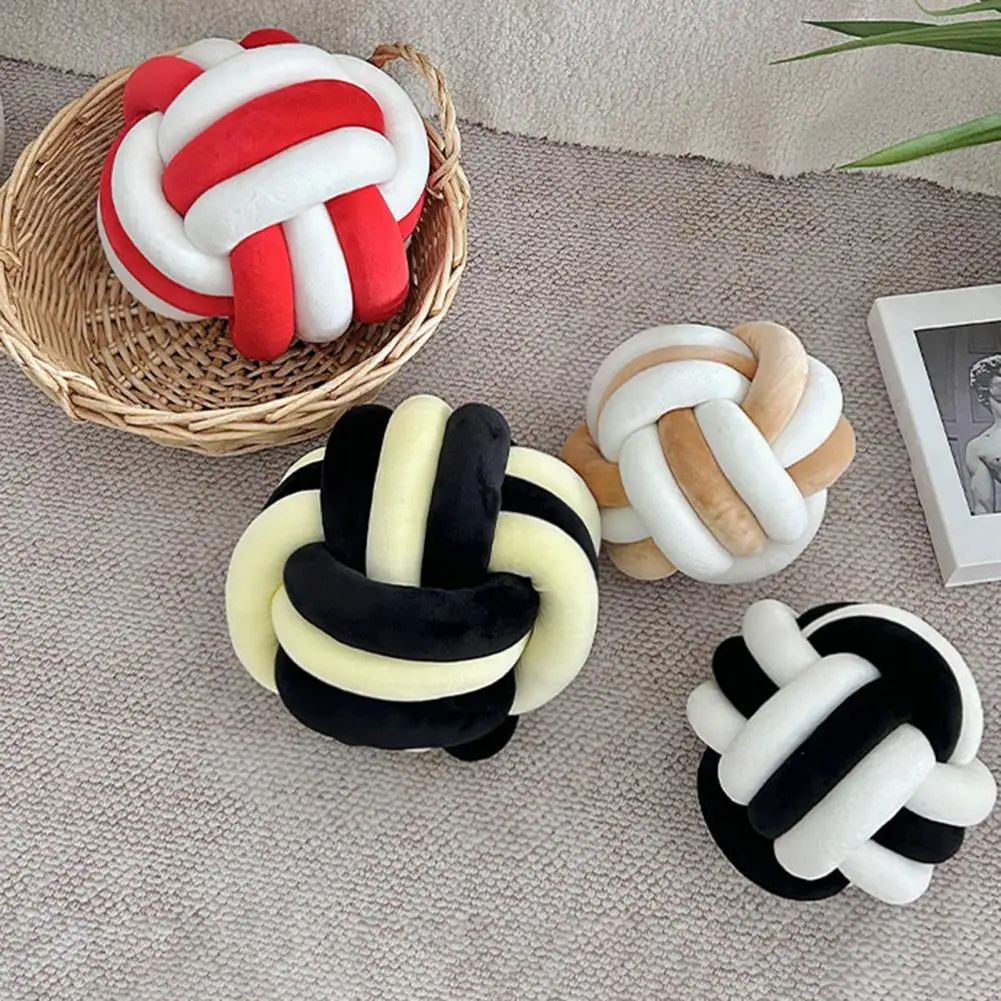 Knot Ball Throw Pillow Plush Soft Aesthetic Cushion Stress Relieving Decorative Two-Color Knotted Pillow for Couch Bed Car Decor