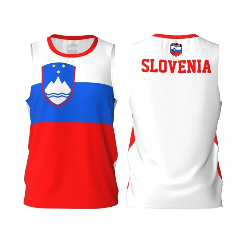 Slovenia Flag Basketball Jersey Fashion Casual 3D National Emblem Printed Sports T Shirt Loose Quick Dry Breathable Tees Tops